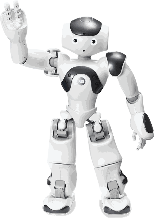 A NAO humanoid robot waving